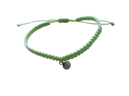 Makramee Armband mit Silberanhänger & transparentem Glas 💎 – handgefertigt & verstellbar