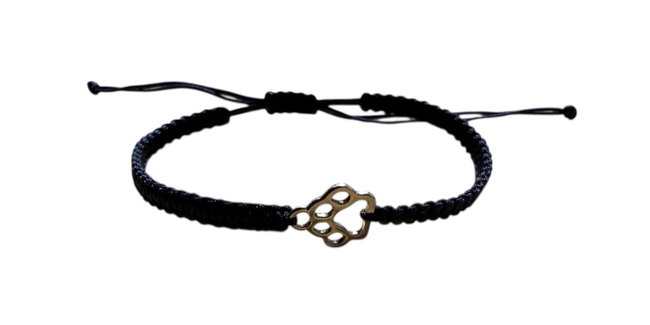 Handgefertigtes Makramee-Armband mit Tatzen-Anhänger – Dunkelblau & Silber 🐾