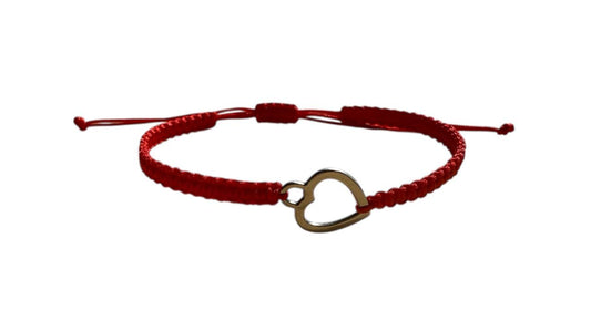 Makramee-Armband mit Herzanhänger ❤ | Handgemacht | Silber | Rot | Verstellbar 16–20 cm