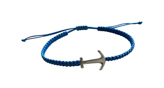 Makramee-Armband mit Anker ⚓ Blau & Silber | Handgemacht | Verstellbar 16–20 cm