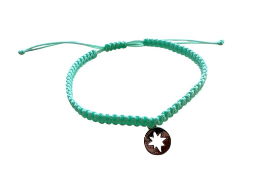 Makramee Armband mit Kompass-Anhänger 🧭 | Türkis & Silber | Handgemacht & verstellbar
