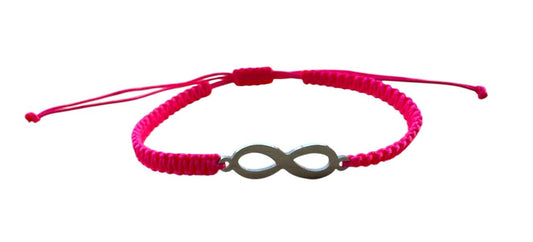 Makramee Armband Neonpink mit Infinity Anhänger ♾ | Handgefertigt | Symbol für Unendlichkeit | Verstellbar