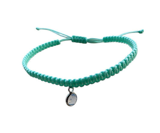Makramee Armband mit transparentem Glas 💎 | Handgemacht | Türkis | Verstellbar