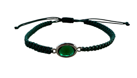 Makramee Armband mit grünem Stein ✨ Handgemacht in Dunkelgrün | Verstellbar 16–20 cm