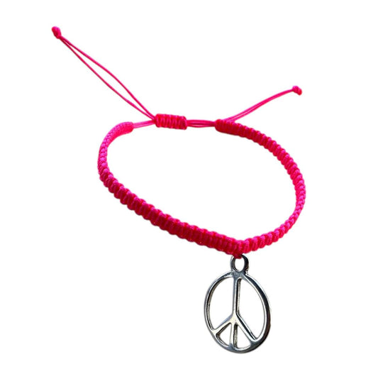 Handgemachtes Makramee Armband mit Peace-Zeichen ✌ | Silberanhänger & wählbare Farben