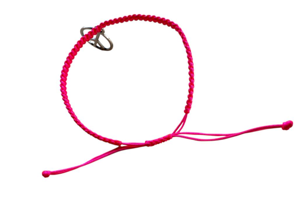 Makramee Armband Neonpink mit Peace-Zeichen ✌ Silber | Handgemacht & verstellbar