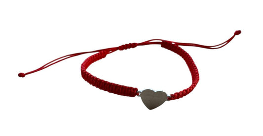 Makramee Armband mit Herz-Anhänger ❤ | Silber | Handgemacht | Wählbare Farben & Größen
