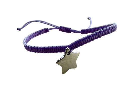 Handgemachtes Makramee Armband mit Stern-Anhänger ⭐ Silber | Wählbare Bandfarbe | Verstellbare Größe