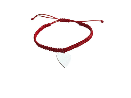 Handgemachtes Makramee Armband mit Herzanhänger ❤ | Silber | Wählbare Farben & Größen
