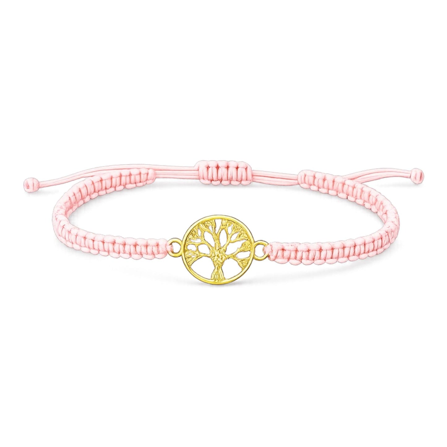 Makramee Armband Lebensbaum Gold – Verstellbares Boho Armband aus Edelstahl | 38 Bandfarben & 5 Größen