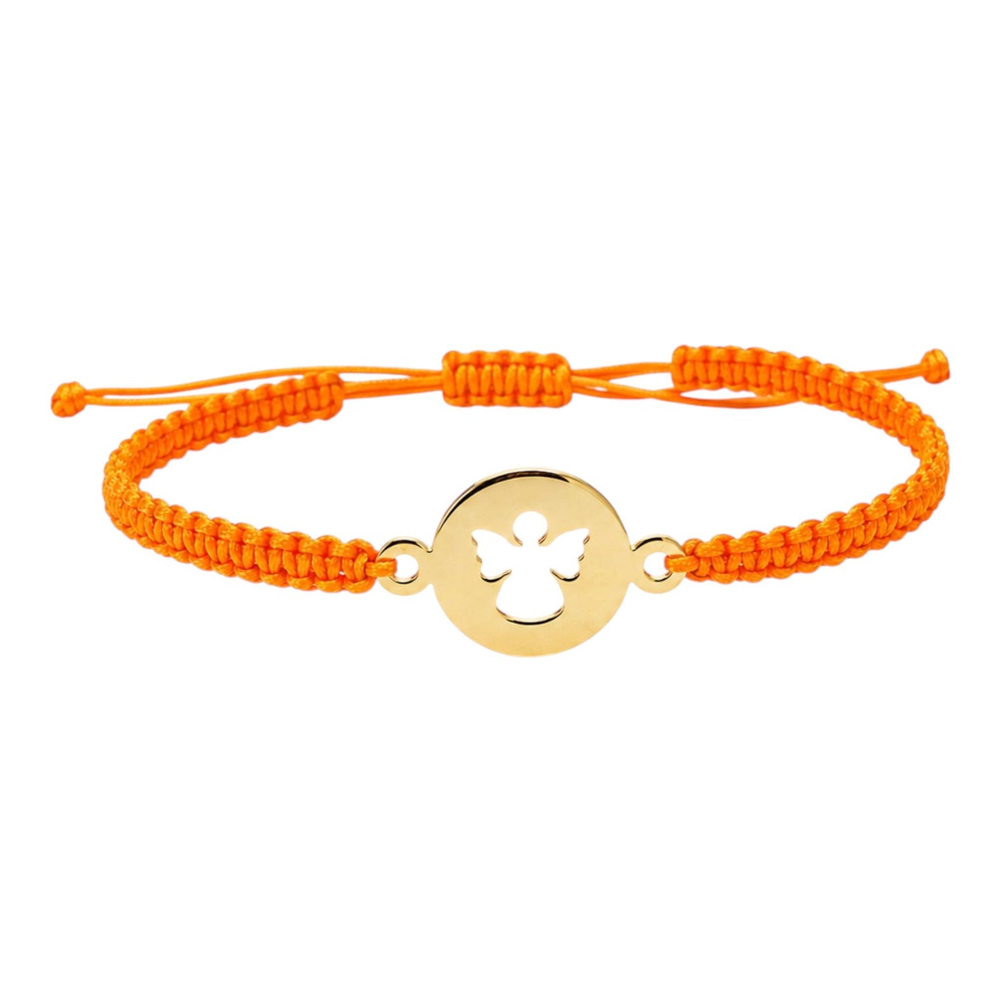 Makramee Armband Schutzengel Gold – Verstellbares Edelstahl Armband | 38 Bandfarben & 5 Größen