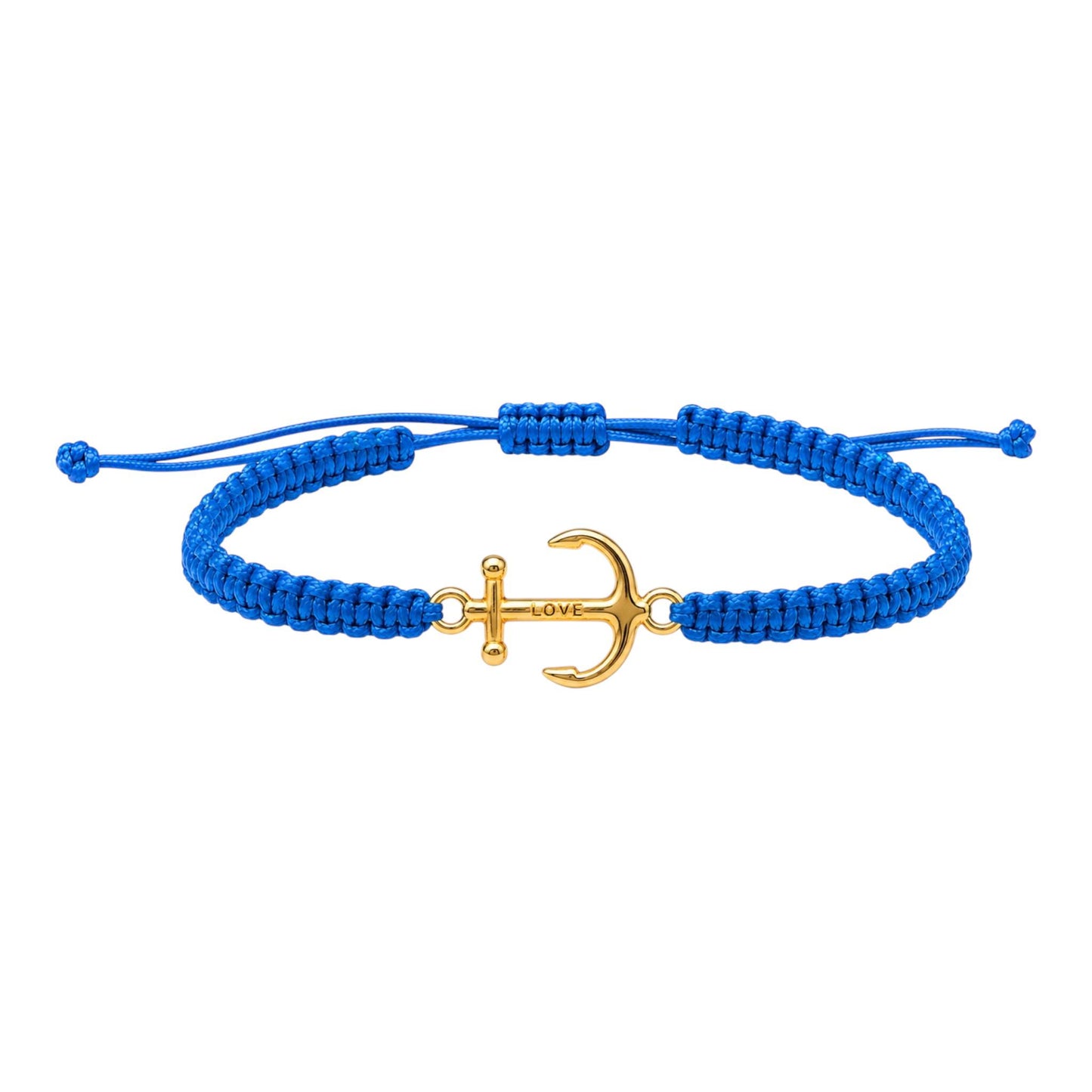 Makramee Armband Anker Gold – Verstellbares Edelstahl Armband | 38 Bandfarben & 5 Größen