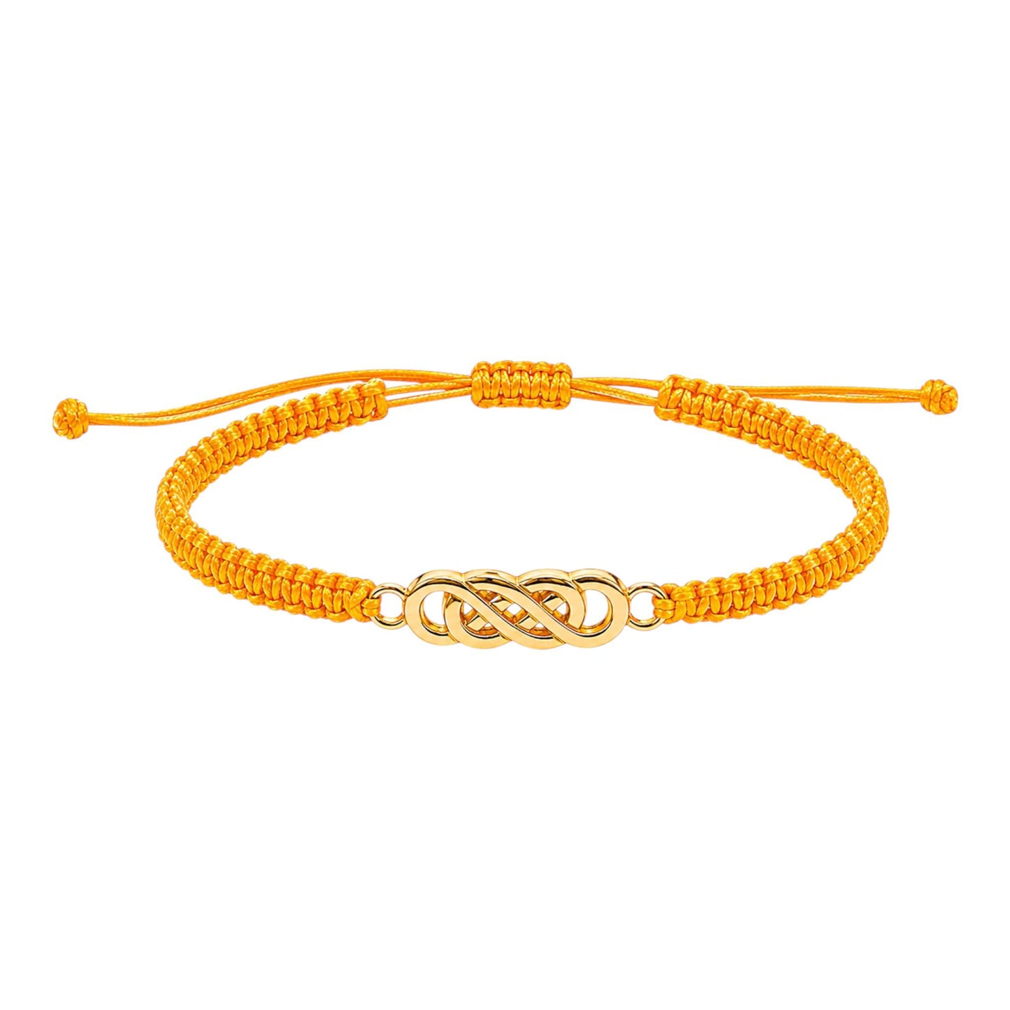 Makramee Armband Unendlichkeit Gold – Verstellbares Edelstahl Armband | 38 Bandfarben & 5 Größen