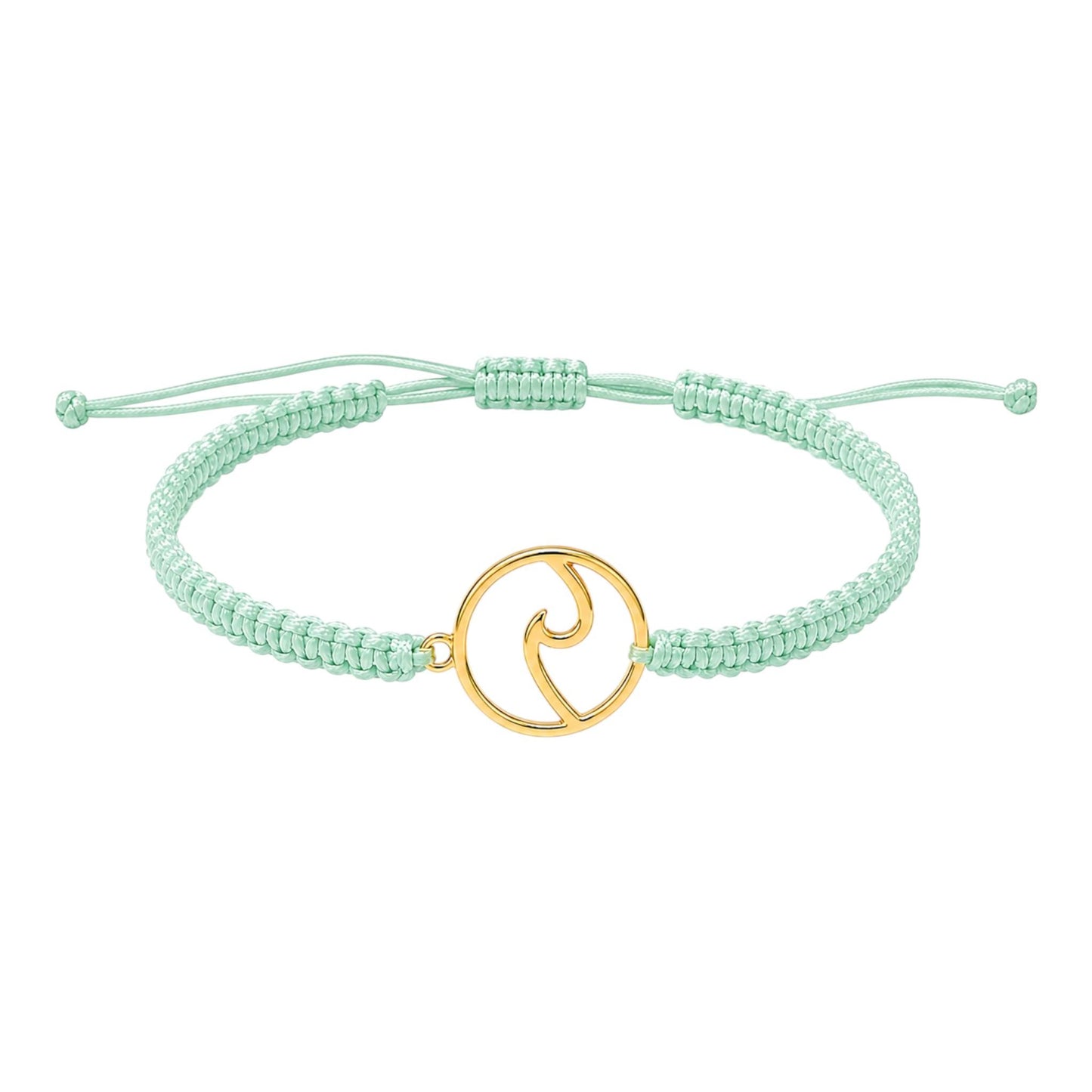 Makramee Armband Welle Gold – Verstellbares Edelstahl Armband | 38 Bandfarben & 5 Größen