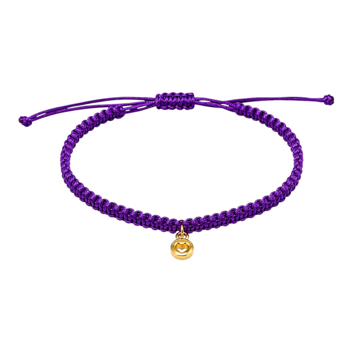Makramee Armband Herz Gold – Verstellbares Edelstahl Armband | 38 Bandfarben & 5 Größen