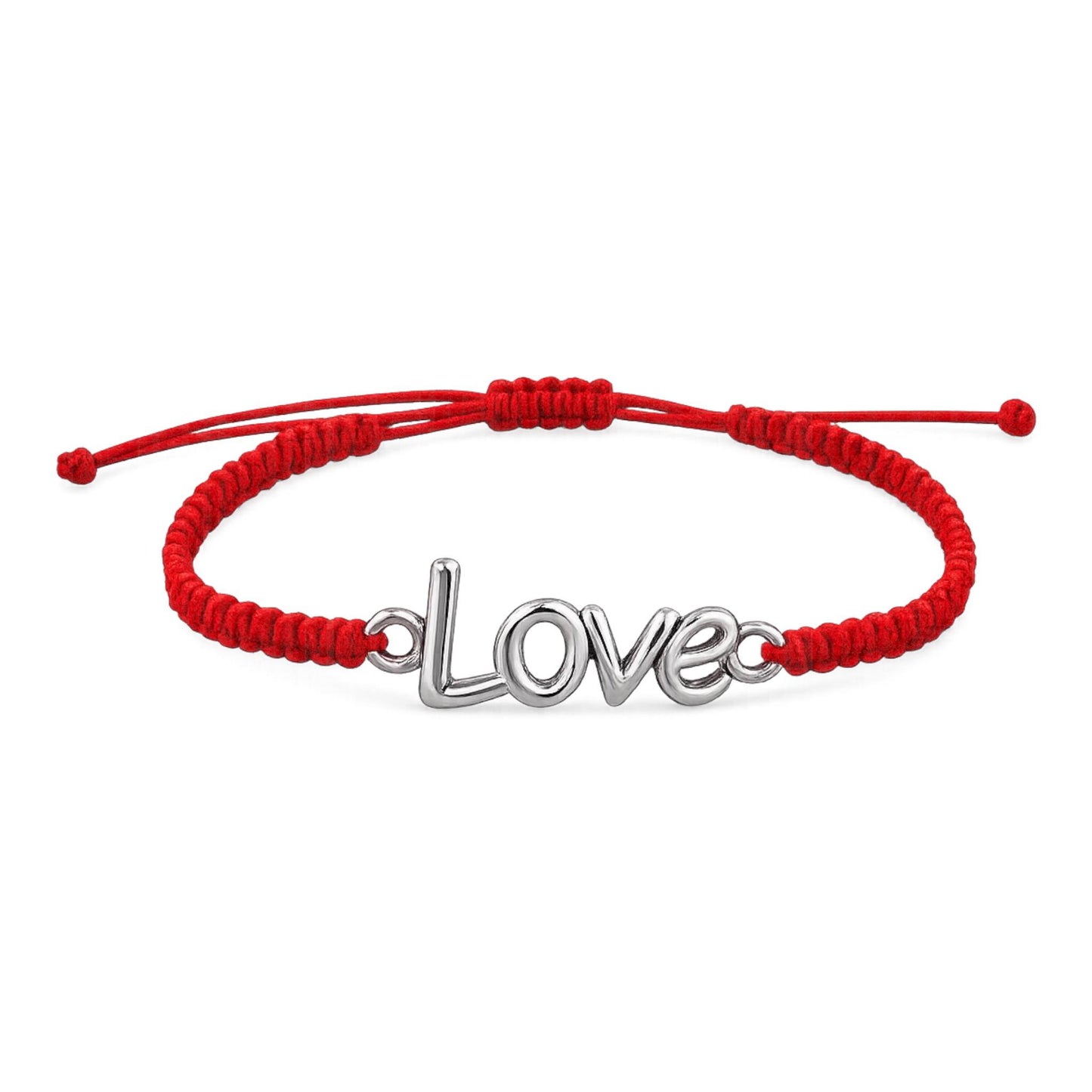 Makramee Armband Love Silber – Verstellbares Edelstahl Armband | 38 Bandfarben & 5 Größen