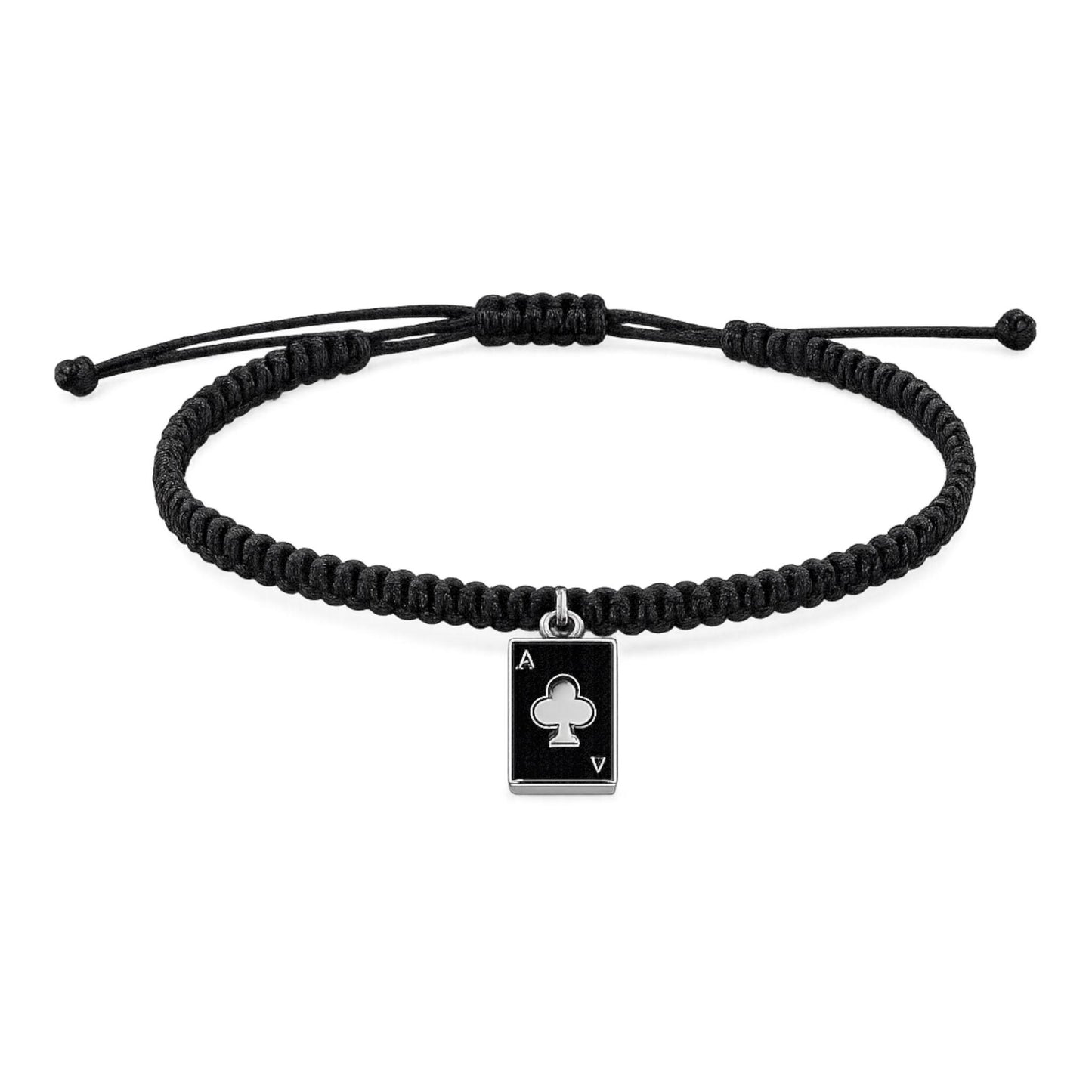 Makramee Armband Pik Ass Silber – Verstellbares Edelstahl Armband | 38 Bandfarben & 5 Größen