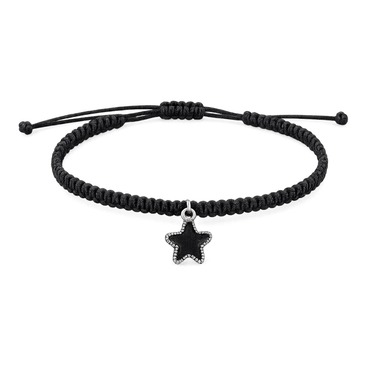 Makramee Armband Stern Silber – Verstellbares Edelstahl Armband | 38 Bandfarben & 5 Größen