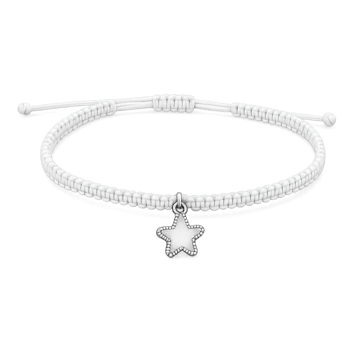 Makramee Armband Stern Silber – Verstellbares Edelstahl Armband | 38 Bandfarben & 5 Größen