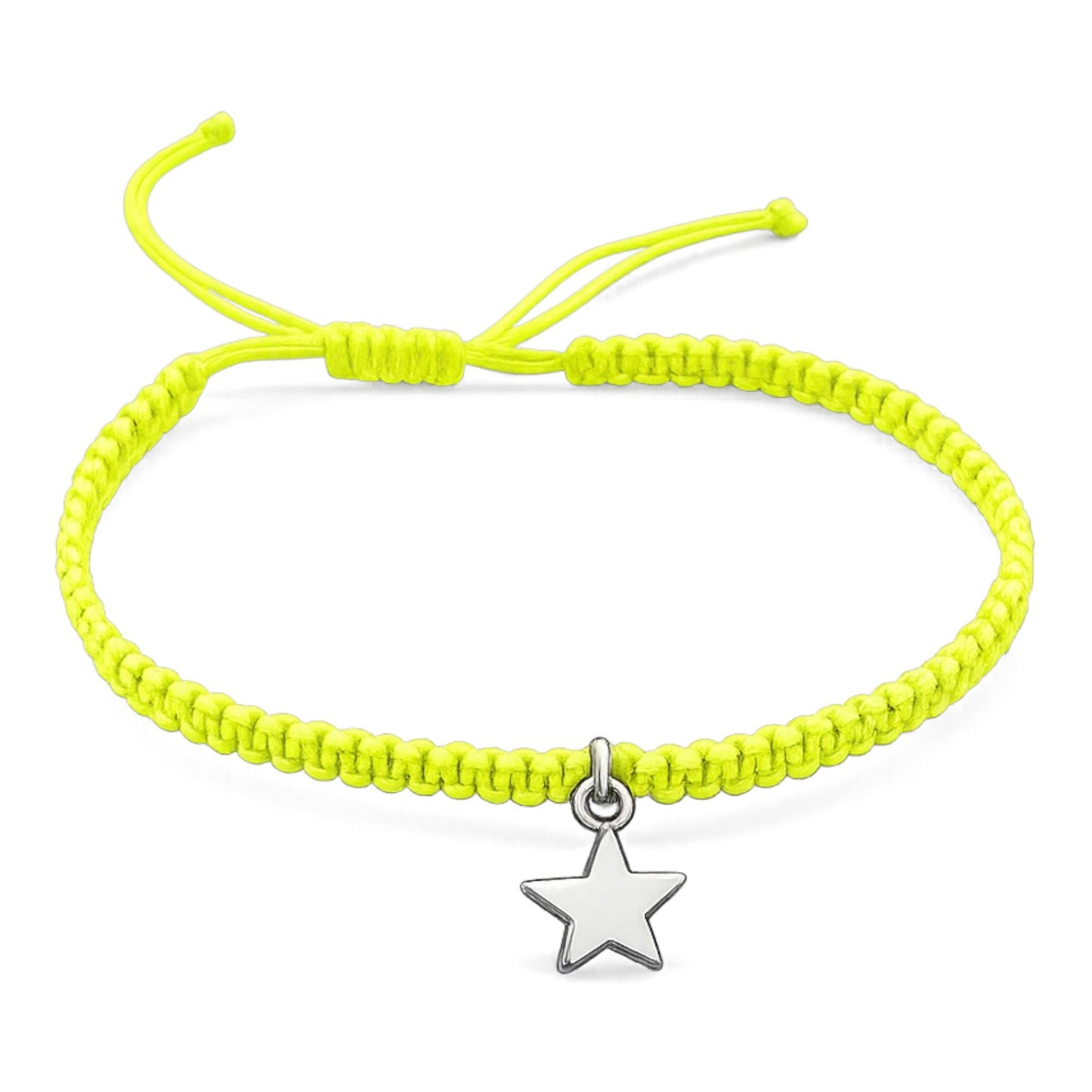 Makramee Armband Stern Silber – Verstellbares Edelstahl Armband | 38 Bandfarben & 5 Größen