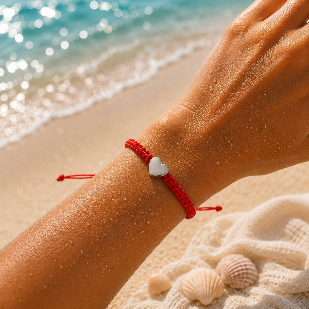 Makramee Armband Herz Silber – Verstellbares Edelstahl Armband | 38 Bandfarben & 5 Größen