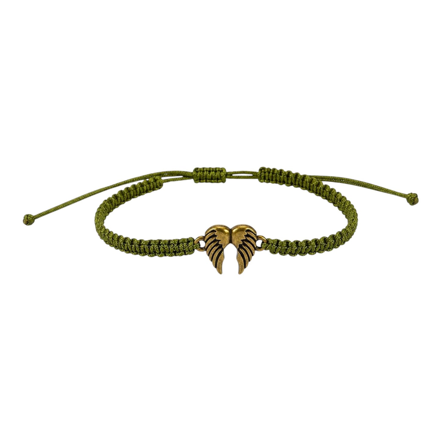 Makramee Armband Engelsflügel Bronze – Verstellbares Edelstahl Armband | Schutzengel | 38 Bandfarben & 5 Größen