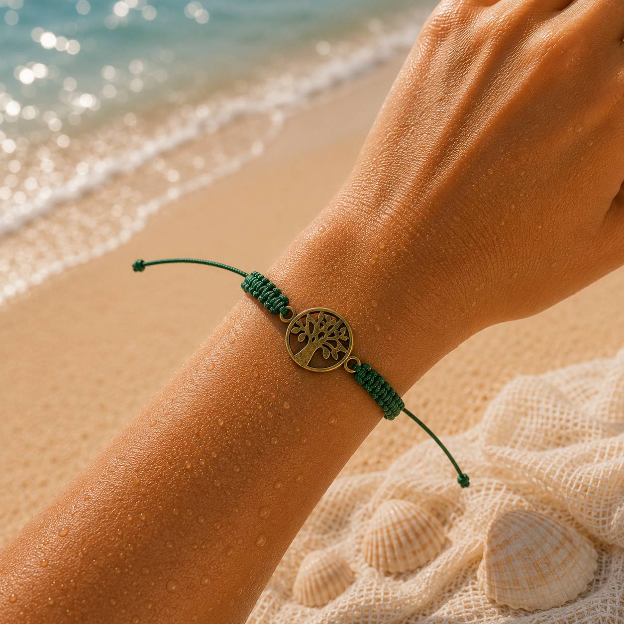 Makramee Armband Lebensbaum Bronze – Verstellbares Edelstahl Armband | Baum des Lebens | 38 Bandfarben & 5 Größen