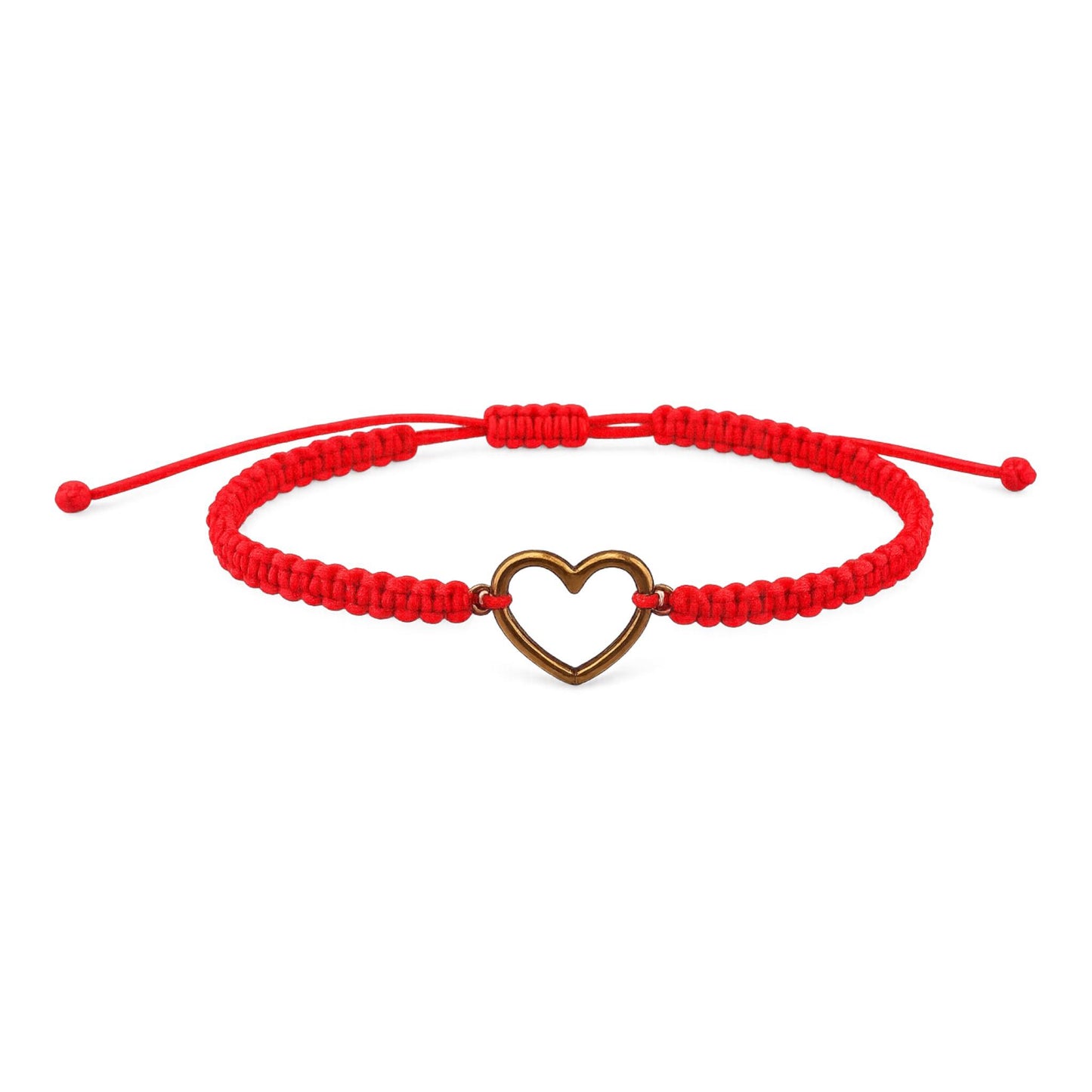 Makramee Armband Herz Bronze – Verstellbares Edelstahl Armband | Herz Symbol | 38 Bandfarben & 5 Größen