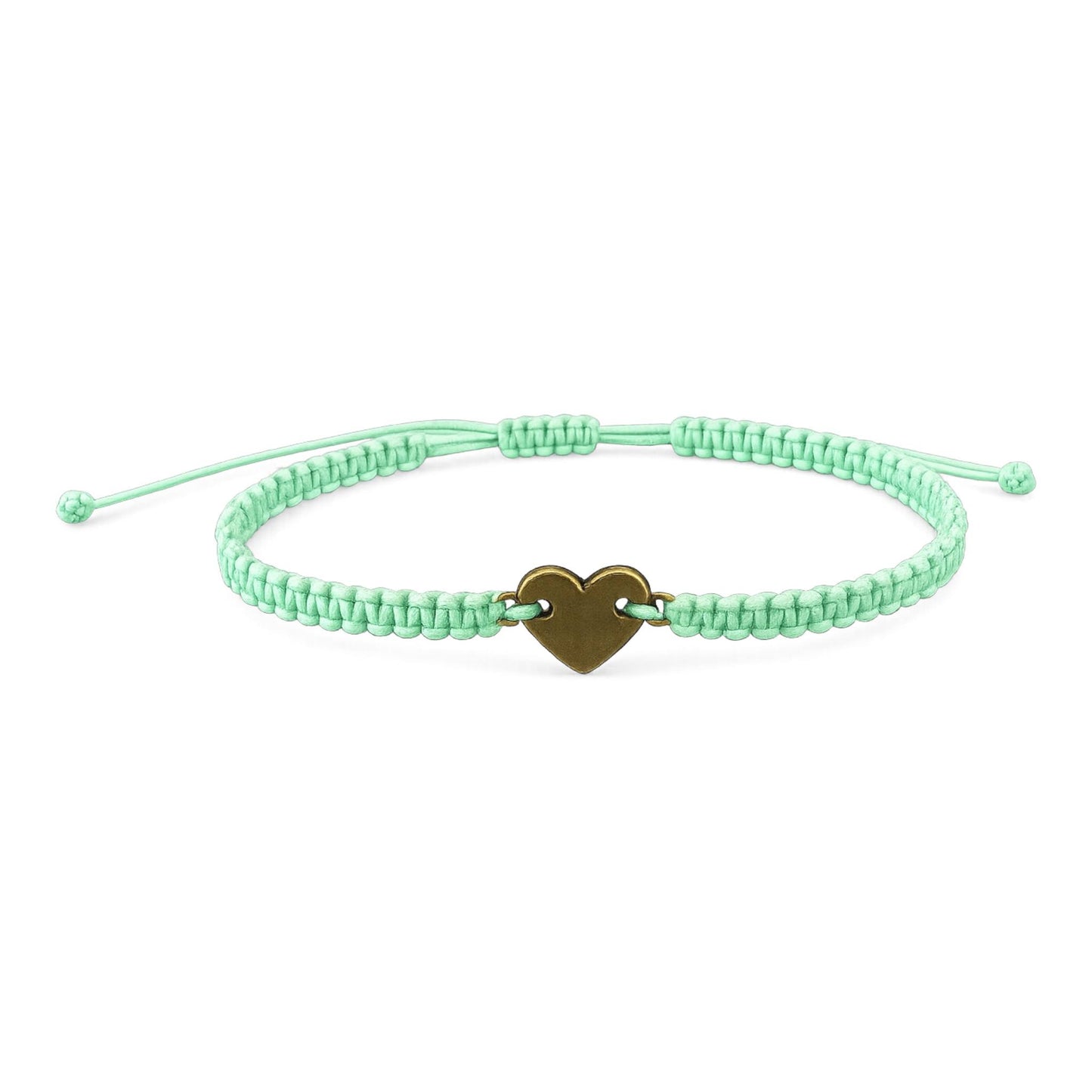 Makramee Armband Herz Bronze – Verstellbares Edelstahl Armband | Herz Symbol | 38 Bandfarben & 5 Größen