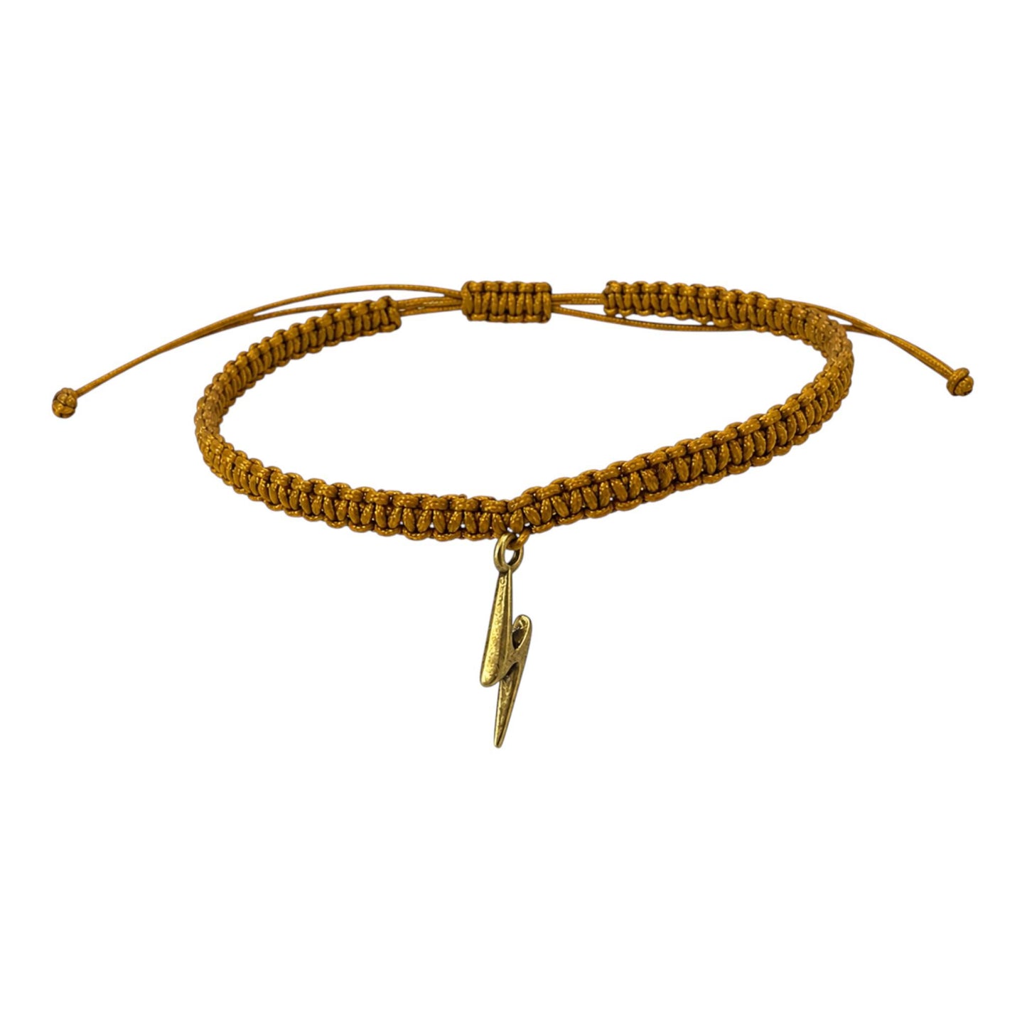 Makramee Armband Blitz Bronze – Verstellbares Edelstahl Armband | Blitz Symbol | 38 Bandfarben & 5 Größen