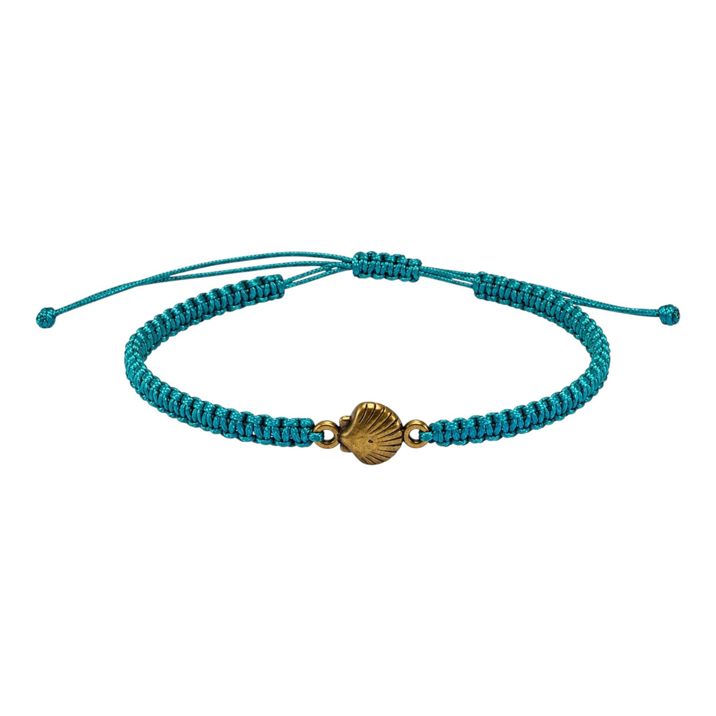 Makramee Armband Muschel Bronze – Verstellbares Edelstahl Armband | Muschel Symbol | 38 Bandfarben & 5 Größen
