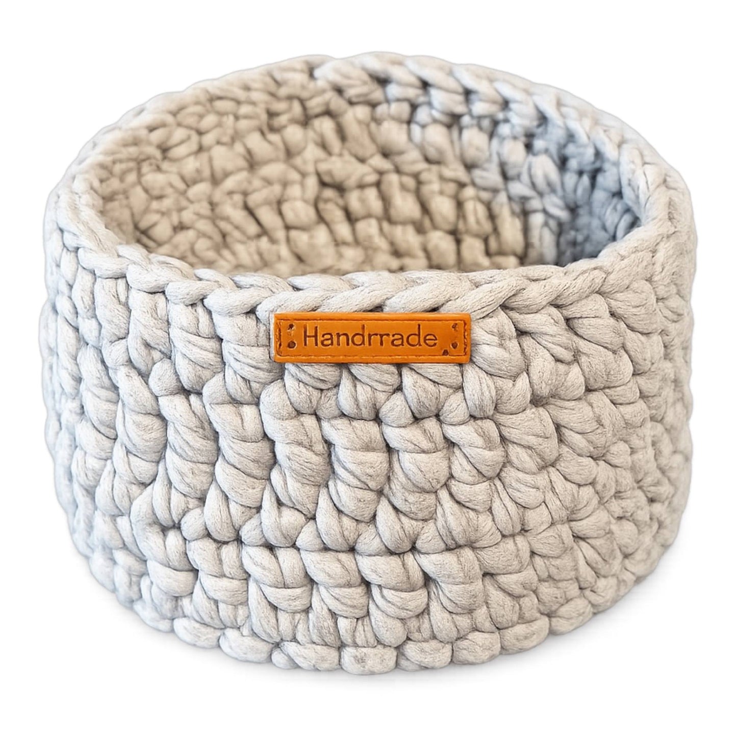 Häkelkorb aus Textilgarn mit Holzboden – Handgefertigter Aufbewahrungskorb Ø 15 cm | Dekokorb | Organizer