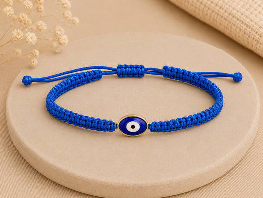 Makramee Armband Nazar Auge Gold – Verstellbares Edelstahl Armband | 38 Bandfarben & 5 Größen