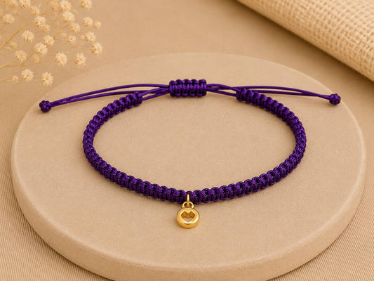 Makramee Armband Herz Gold – Verstellbares Edelstahl Armband | 38 Bandfarben & 5 Größen