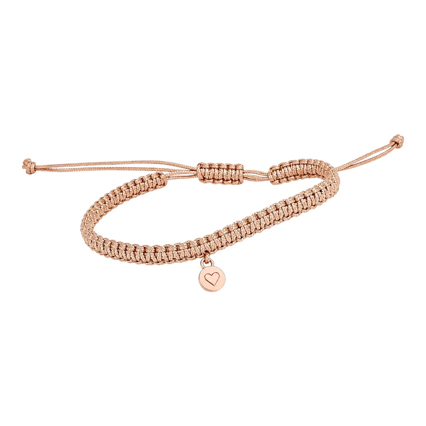 Makramee Armband Herz Roségold – Filigranes Wunscharmband aus Edelstahl | Verstellbares Freundschaftsarmband | Handmade