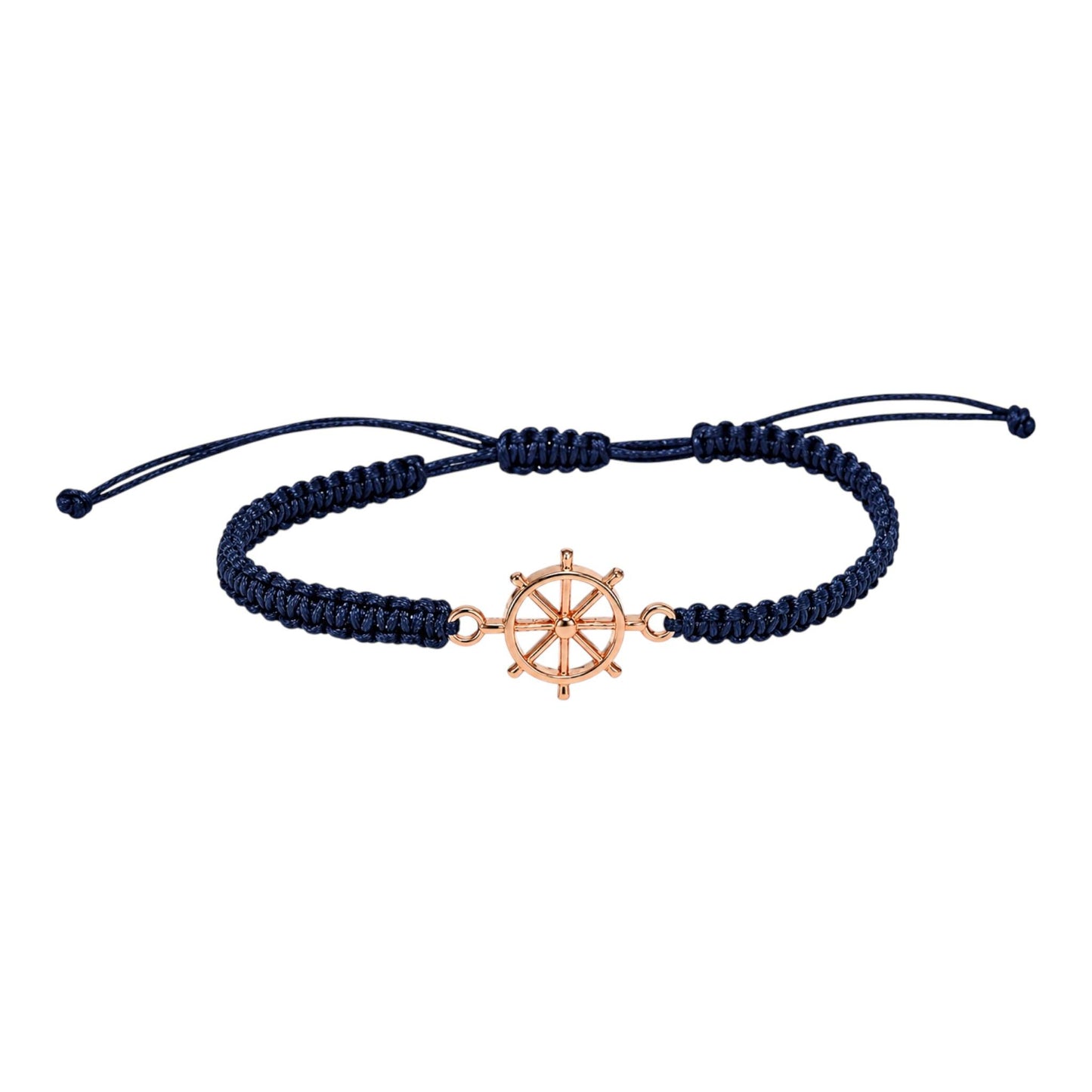 Makramee Armband Steuerrad Roségold – Maritimes Wunscharmband aus Edelstahl | Verstellbares Segelarmband | Handmade