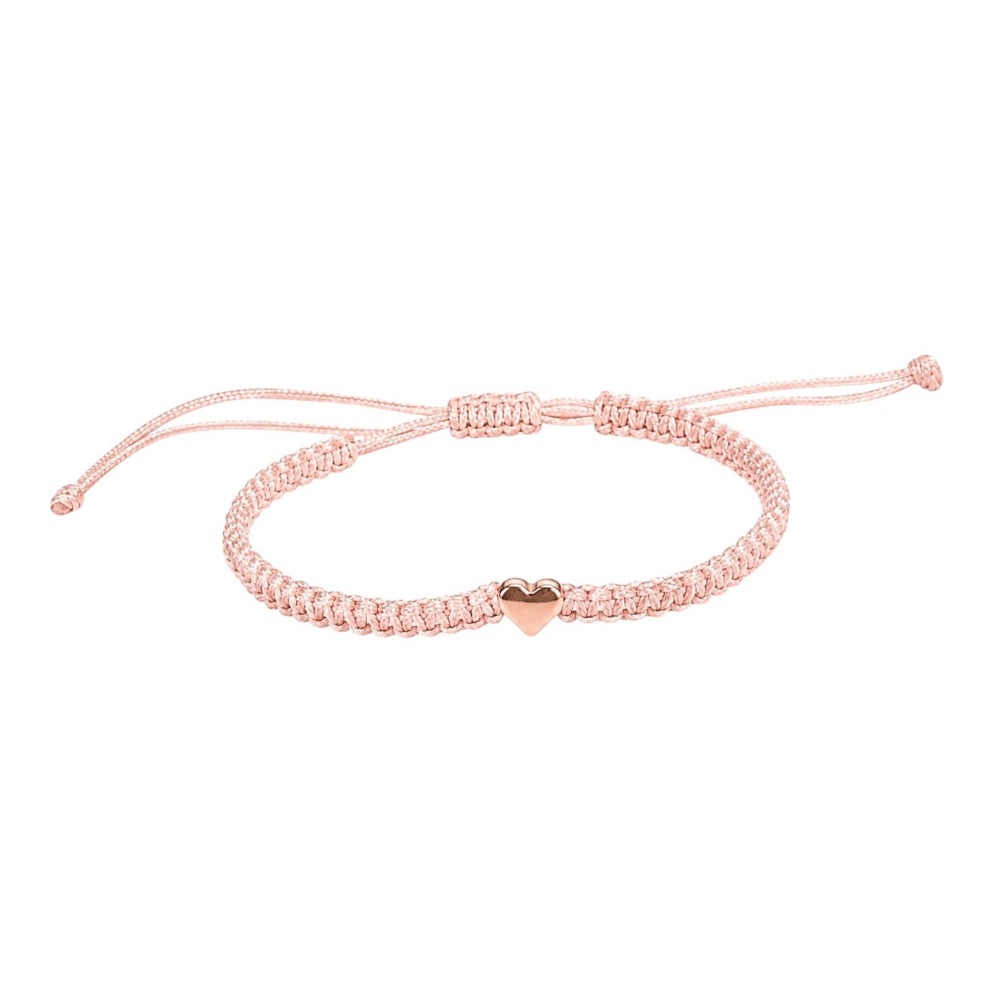 Makramee Armband Herz Roségold – Elegantes Wunscharmband aus Edelstahl | Verstellbares Freundschaftsarmband | Handmade