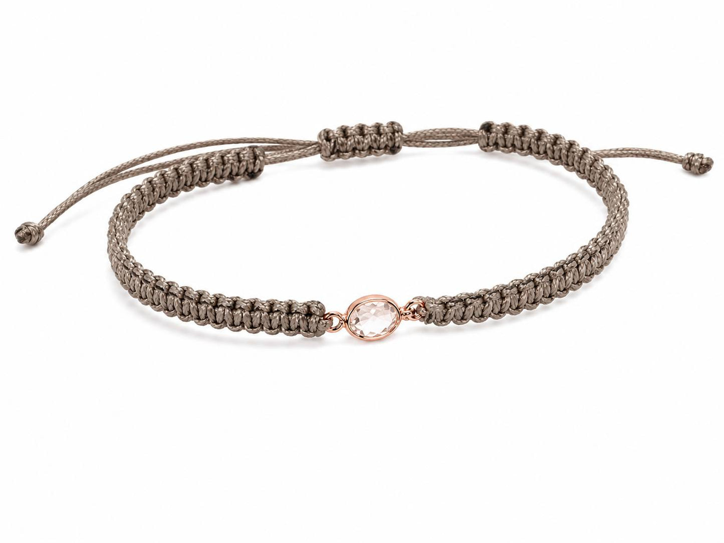 Makramee Armband Kristall Roségold – Funkelndes Wunscharmband aus Edelstahl | Verstellbares Glitzer Armband | Handmade