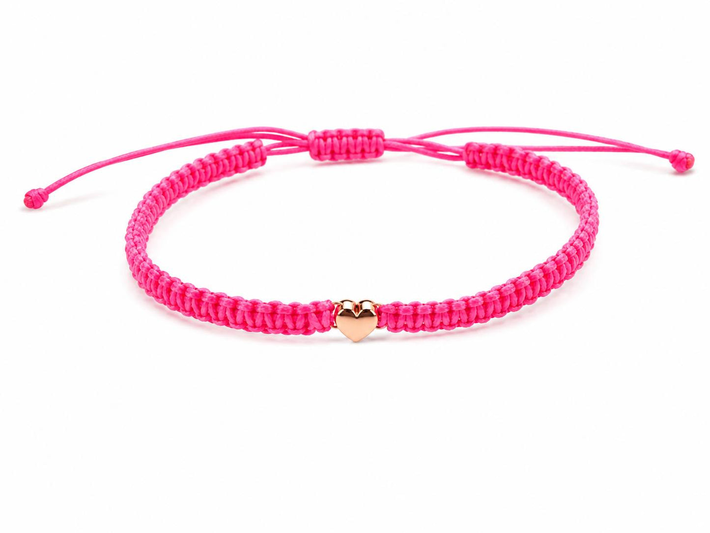 Makramee Armband Mini Herz Roségold – Filigranes Wunscharmband aus Edelstahl | Verstellbares Freundschaftsarmband | Handmade
