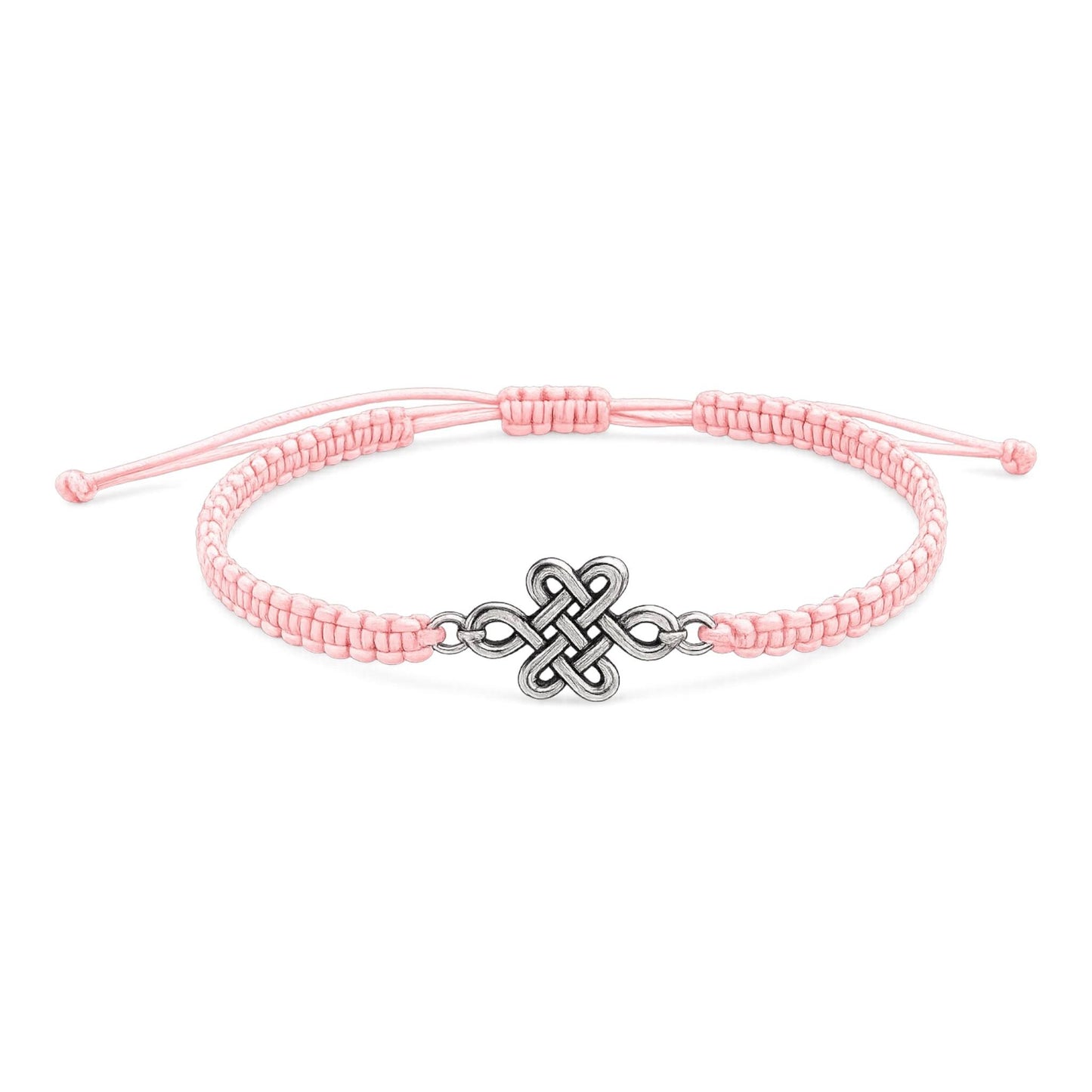 Makramee Armband Unendlichkeitsknoten Silber – Handgefertigtes Wunscharmband aus Edelstahl | Verstellbares Freundschaftsarmband | 38 Bandfarben