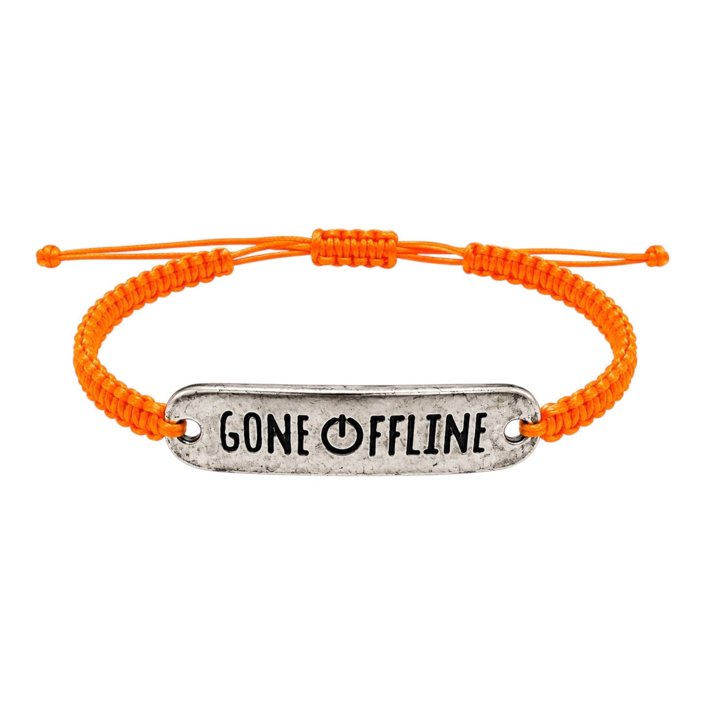 Makramee Armband "Gone Offline" Silber – Handgefertigtes Wunscharmband aus Edelstahl | Verstellbares Freundschaftsarmband | Digital Detox | 38 Bandfarben