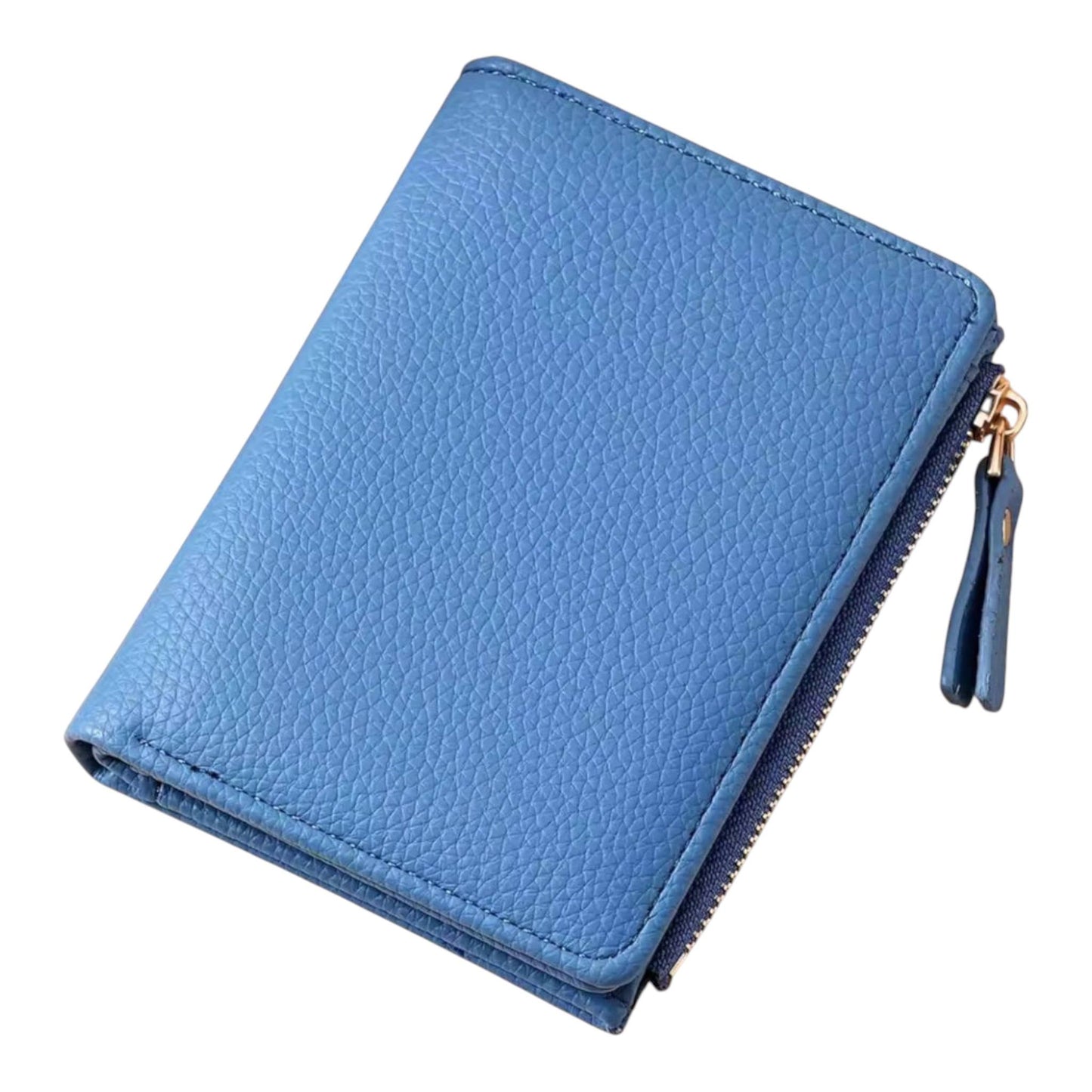 Personalisierte Damen Geldbörse Blau – Portemonnaie aus Kunstleder mit Namen | Geldbeutel mit Reißverschluss | Individuelles Geschenk